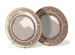 De Lamerie Fine Bone China, Sample plates with heavy gilt banding & floral decoration. Made in