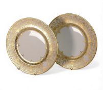 De Lamerie Fine Bone China, a pair of heavily gilt plates on white ground Made in England (2)
