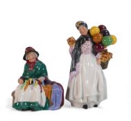 Royal Doulton character figurines to include Biddy Penny Farthing HN1843 and Silk and Ribbons