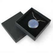 Silver & guilloche enamel pendant with sterling silver chain. Gross weight 23.64g, chain 48cm