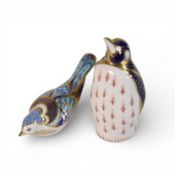 Royal Derby Paperweights to include:-Mountain Bluebird L/E with gold stopper together with Emperor
