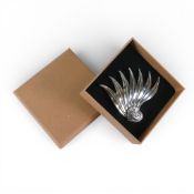 Large & heavy Danish vintage sterling silver brooch, 22g, 77 mm wide appx. Maker BM.