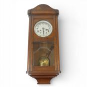 Edwardian Oak wall clock, h.78 x w.33cm.