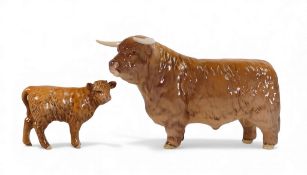 Beswick, Highland Bull 2008 and Highland calf 1827D. (2)