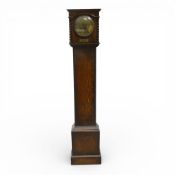 Early 20th Century oak cased grandaughter clock with presentation plaque, Height 130.5cm.