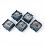 5 x sterling silver gem set rings, various stones & sizes, all in nice new display boxes, ideal