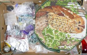 A quantity of costume Jewellery making items including various coloured packets of beads, strings