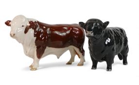 Beswick Hereford Bull 2549A together with Aberdeen Angus Bull 1562. (2)