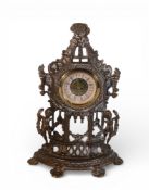 West German Clock in Rococo revival style depicting cherubs in cast brass. H:-24cm (unchecked)