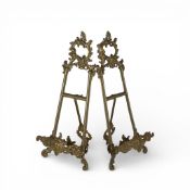 A pair of vintage Art Nouveau brass easels. (H: 32cm) (2)