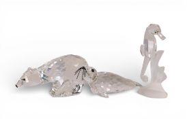 Swarovski selection to include:- Seahorse with turquoise eyes and frosted waves, Seal with black