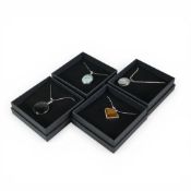 4 x large & heavy sterling silver set gem stone pendants with sterling silver chains. Various