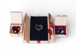 Swarovski selection to include:- Crystal Trilogy set of Hearts, Clear 1996, Sapphire 1997, Ruby