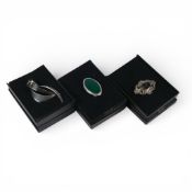 3 x vintage solid silver brooches