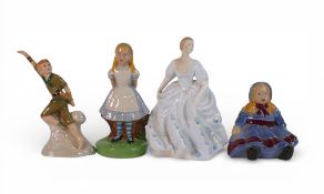 Wade selection to include:- Peter Pan, Emily Doll, Alice together with Coalport lady figure