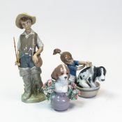 Lladró porcelain figurines compromising Take Me Home! no. 6574, and Bashful Bather, no.5455, by Juan