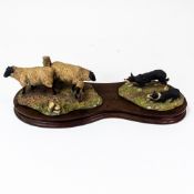 Border Fine Arts Suffolk Ewes and Border Collies, model no.101 by Ray Ayres. (L: 34cm) COURIER OR