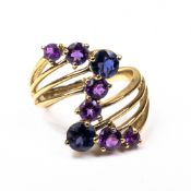 9ct QVC Gold ring, each set with various semi precious gemstones, size Q, 5g.