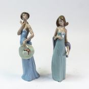 Lladró porcelain figurines compromising, Coquette, no.5599 and Ingenue, no.5487