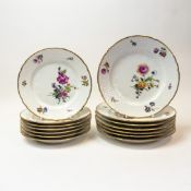 Bing & Grondahl Saxon flower dinner service, comprising seven dinner plates, no.325, seven salad