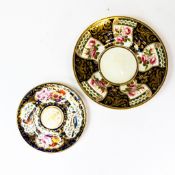 Royal Crown Derby 19th century rimmed bowl, hand-painted with pink roses between alternating
