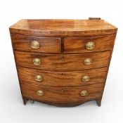 Georgian Mahogany bow fronted chest of drawers with inlaid decoration, H106cm x W105cm x D50cm.