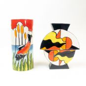Lorna Baily 'Mirage' vase for Old Ellgreave Pottery together with a cylindrical vase depicting