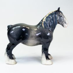 Beswick rare early model of an Iron Grey Shire horse, model 818, unmarked with six holes
