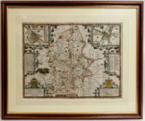 J Speed, Map of Staffordshire, 1627 edition, 40 x 21cm, with purchase receipt from G J Saville