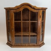 Dutch style Oak miniature wall display cabinet, H76.5cm x W67cm x D15cm. COURIER OR COLLECTION ONLY