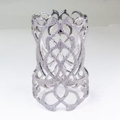 Designer Silver diamante cuff bracelet, L.10cm, 137.1g.