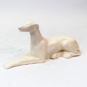Spode Velamour resting Greyhound figurine. (L: 29cm)
