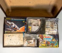 Large suitcase completely filled with cigarette and tea cards, sets, part sets, duplicates, albums