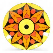 Lorna Bailey for Old Ellgreave Pottery Vibrant charger, Kaleidoscope design in bright orange, red,
