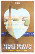 Poster VSOE VENICE SIMPLON ORIENT EXPRESS LONDON~PARIS~VENICE, by Fix Masseau. First edition