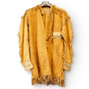 American Indian Art 19th century Cree Silk embroidered hide jacket, h.95cm, with Sotheby's valuation
