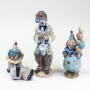 Lladró porcelain clowns to include Sad Sax, no.5471, Tired Friend, no.5812 and Littlest Clown, no.