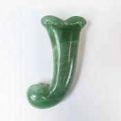 Chinese green Jade knife handle, 14 x 6cm.