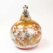 Early 20th century Japanese Meiji Kutani censor type figural piece on stand, the figure of an