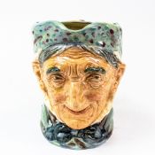Royal Doulton rare early colourway character jug Toothless Granny D5521, with green & red