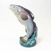 Royal Doulton rare model of a leaping salmon in natural colours, h.29.5cm, stamped to base 