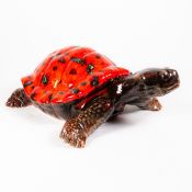 Anita Harris X/L stunning Mountain Blue glazed Tortoise, length 35cm, gold signed.