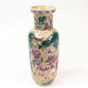 19th century Chinese Famille Rose vase, decorated with polychrome enamel various court figures