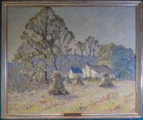 Claude Curry BOHM (1894-1971), oil painting on canvas, abstract brown country landscape with