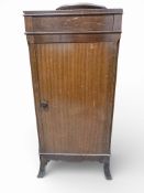 Gentleman's washstand, circa. 1920's, Mahogany veneered cabinet, featuring porcelain wash basin