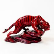 A Royal Doulton Burslem Artwares limited edition Flambe ‘Tiger on Rock’ figure BA71 Modelled by