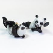 Lladro porcelain figurines compromising Playful Panda, no.8356 and Joyful Panda no.8359. (H: 8cm) (