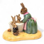 Royal Doulton prototype Bunnykins tableau figure Bath Night, decorated in a different colourway,