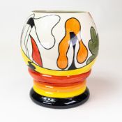 Lorna Bailey for Old Ellgreave Pottery, House & Path, footed banded vase. (H: 19cm)