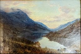 H.L. Pratt Jnr., oil painting on canvas of lake and landscape scene, dated 1873, 20 x 29cm, in